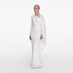 White Jersey Drape Maxi Dress