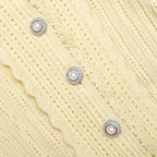 Yellow Pointelle Peplum Knit Mini Dress