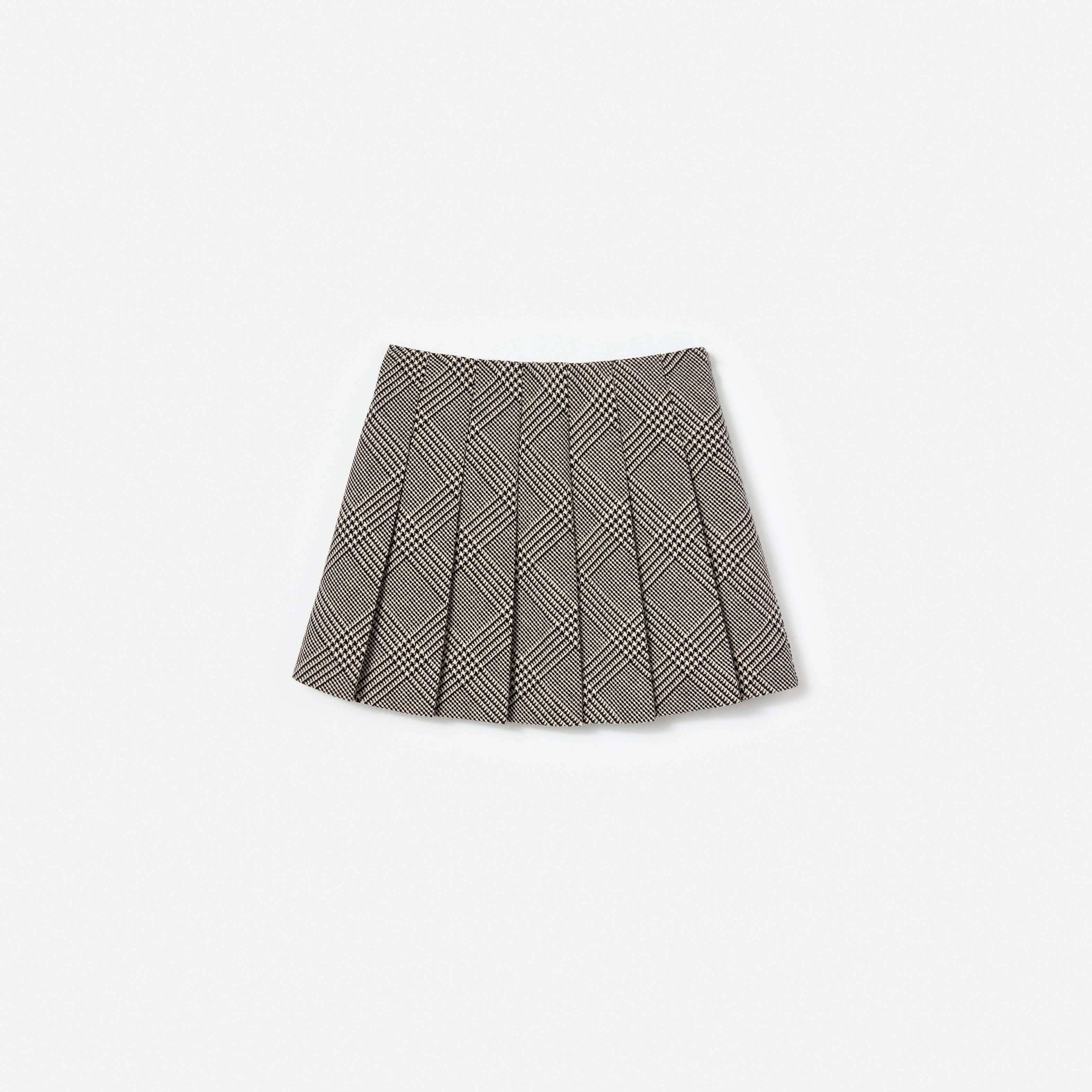 Black Check Pleated Skirt