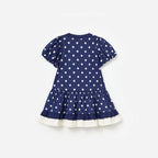 Navy Polka Dot Cotton Printed Dress
