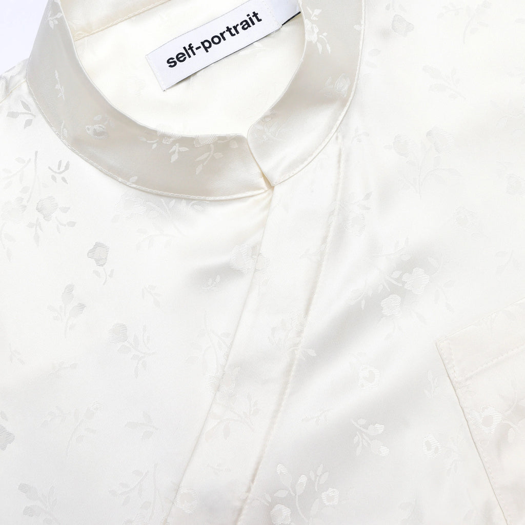Cream Satin Jacquard Blouse