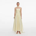Yellow Georgette Scarf Midi Dress