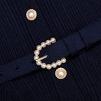 Navy Ribbed Knit Cardigan