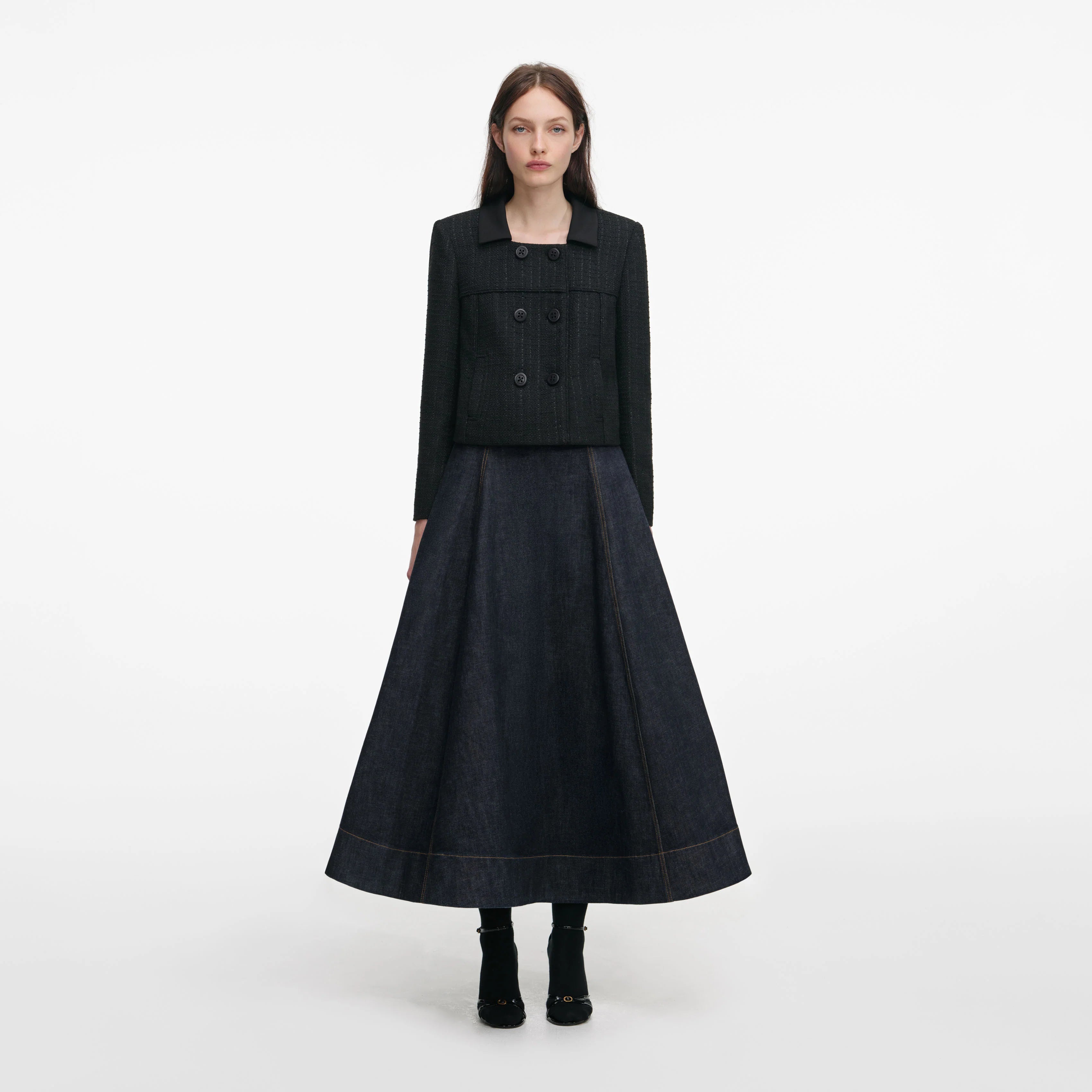 Black Boucle Cropped Jacket