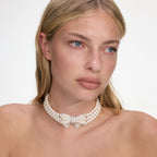 Pearl Satin Bow Necklace