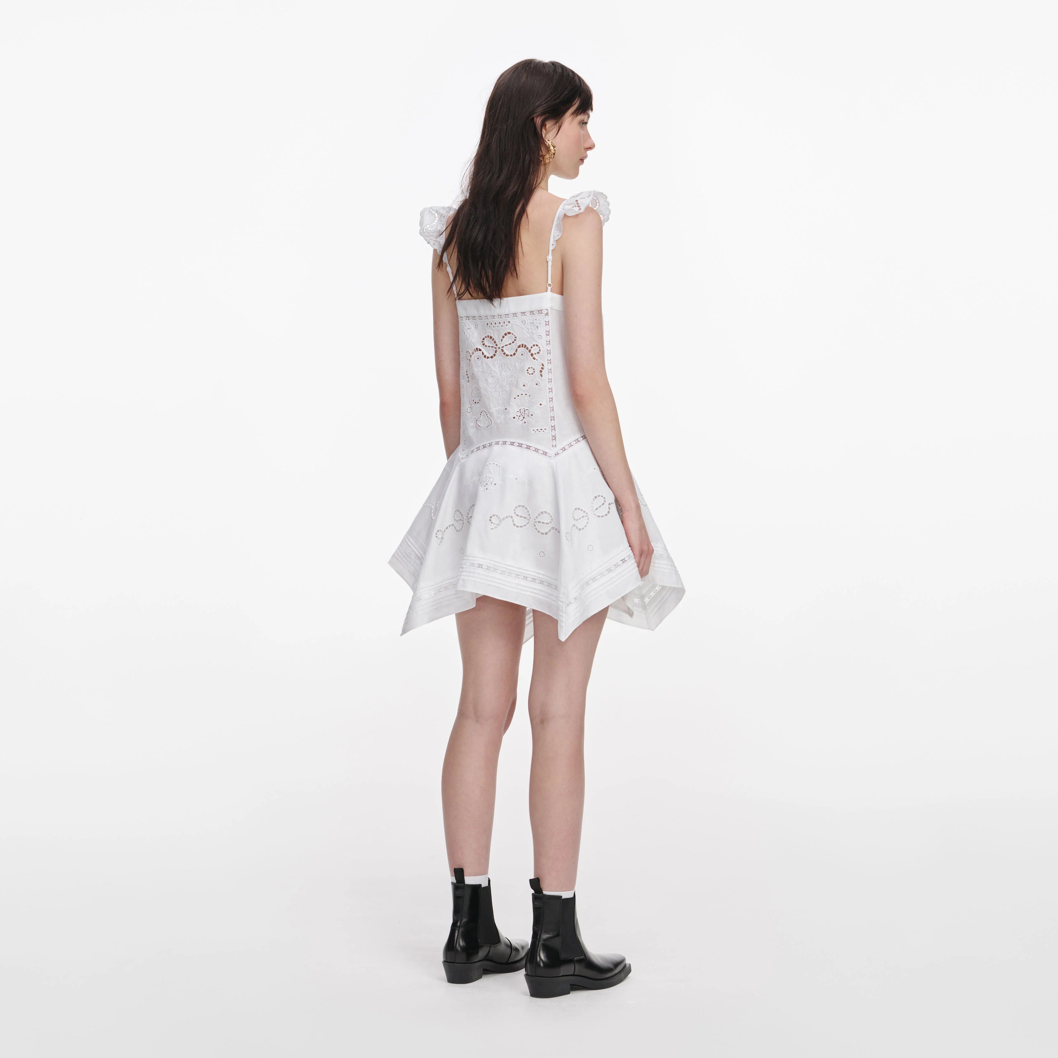 White Embroidered Mini Dress