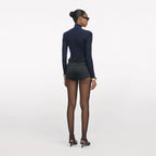 Navy Viscose Knit Top