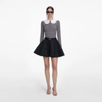 Grey Lace Collar Knit Top