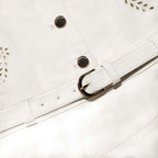 Cream Broderie Denim Sleeveless Mini Dress
