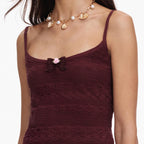 Brown Pointelle Knit Vest