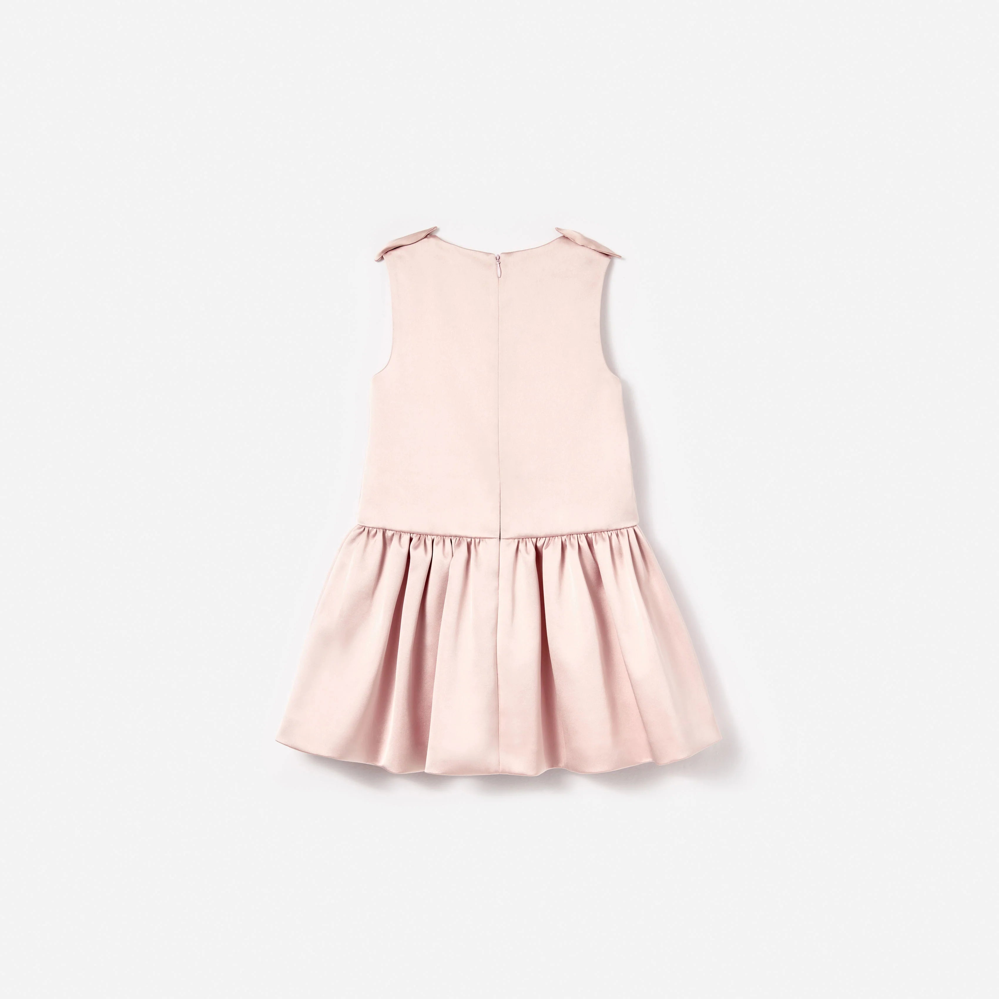 Pink Satin Sleeveless Flower Dress