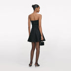 Black Denim Bandeau Mini Dress
