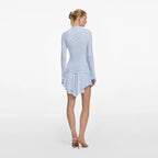 Blue Jersey Gathered Mini Dress