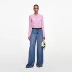 Pink Flower Embroidered Knit Cardigan