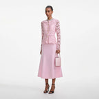 Pink Tailored Lace Midi Dress