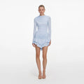 Blue Jersey Gathered Mini Dress