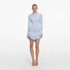 Blue Jersey Gathered Mini Dress