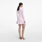Pink Pearl Trim Knit Mini Dress