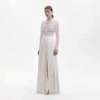 Pleated Crochet Floral Maxi Dress