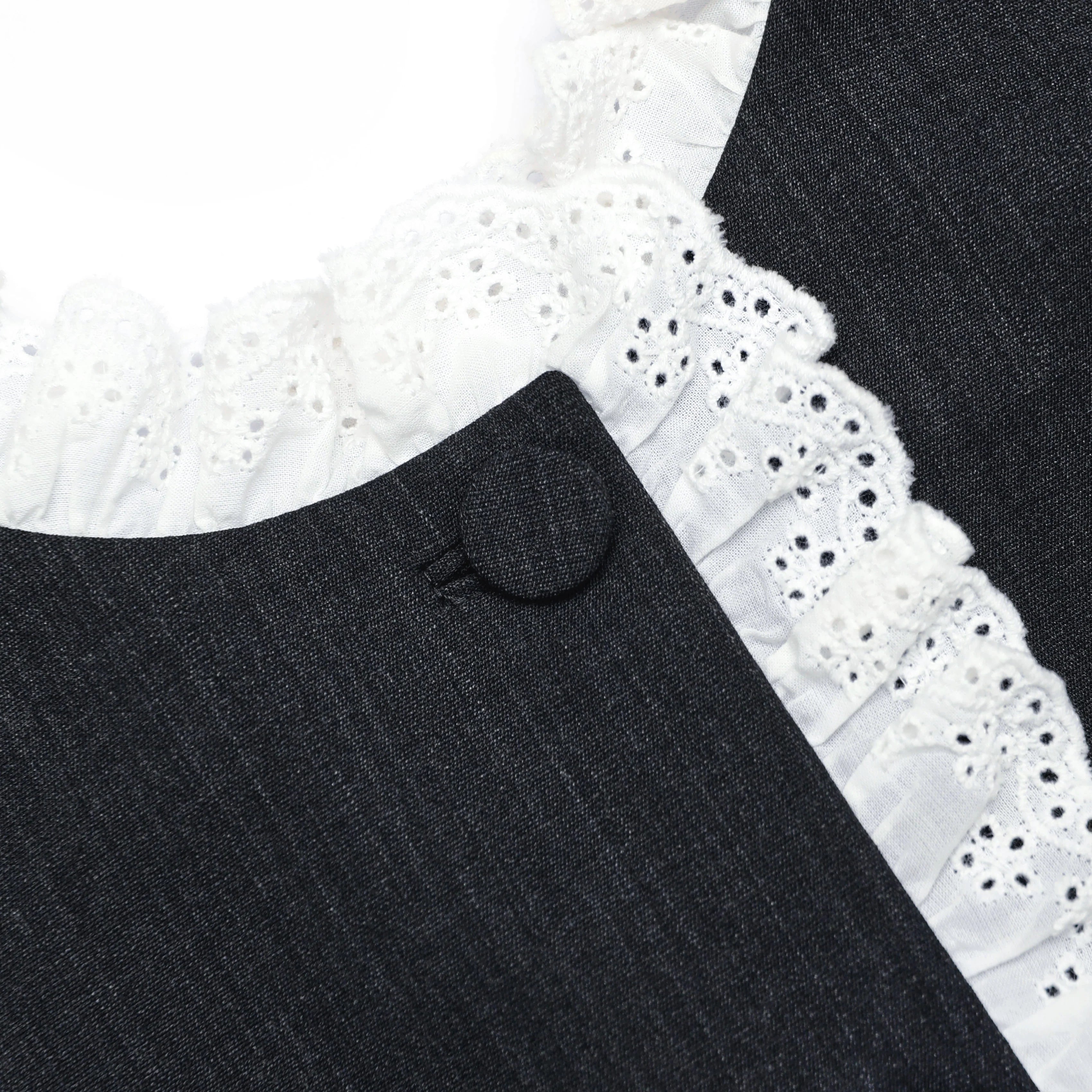 Grey Tailored Cotton Frill Mini Dress