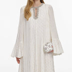 Cream And Gold Chiffon Maxi Dress