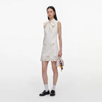 Cream Broderie Denim Mini Dress