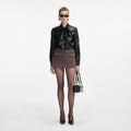 Black Metallic Tie Neck Blouse