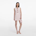 Pink Sequin Boucle Bow Mini Dress
