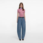 Pink Short Sleeve Viscose Knit Top