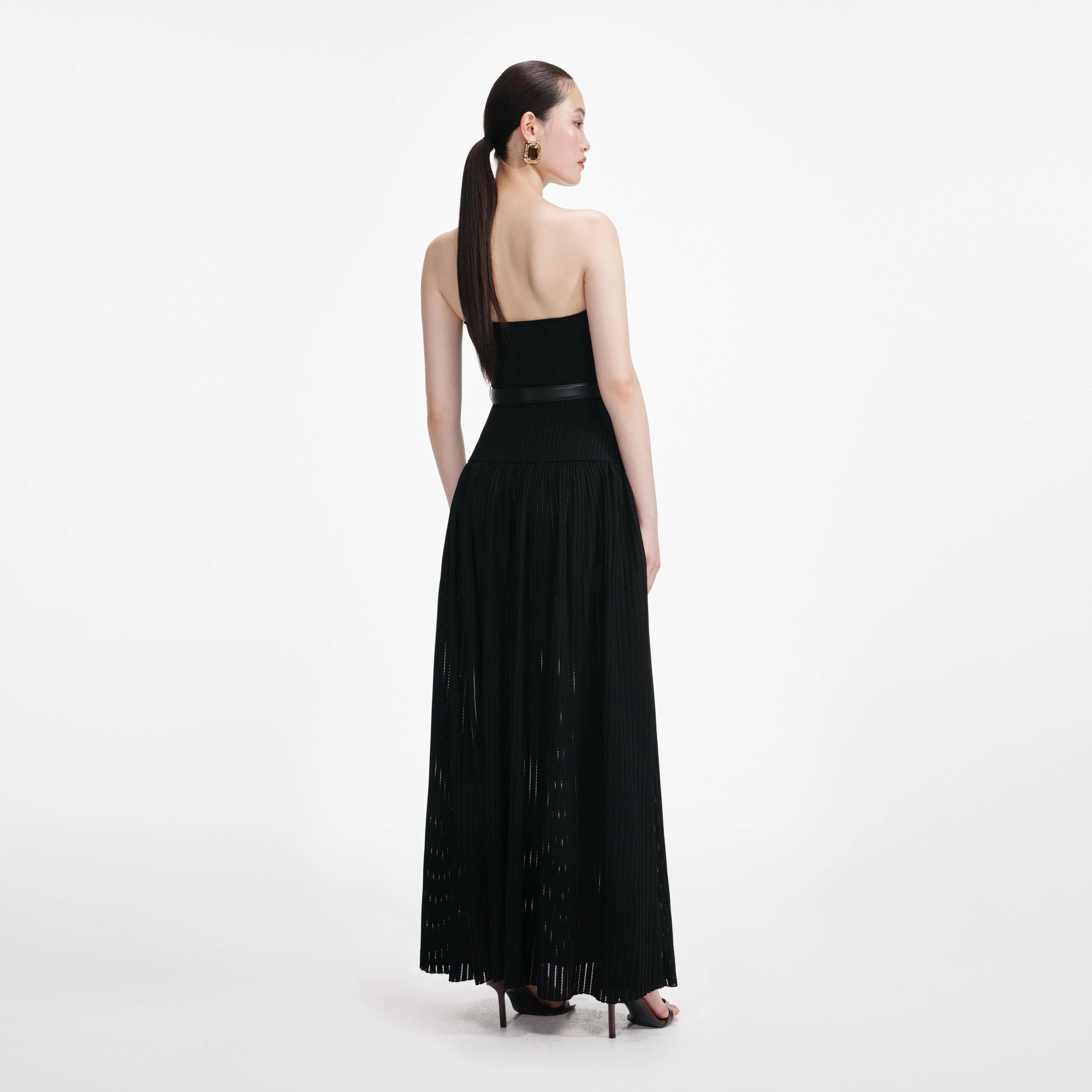Black Bandeau Knit Maxi Dress
