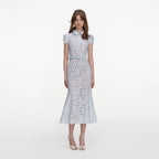 Blue Guipure Lace Midi Dress