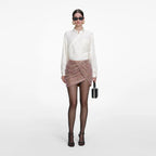 Cream Satin Jacquard Blouse