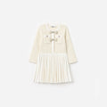 Cream Sequin Knit Bow Trim Dress