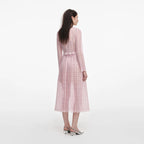 Pink Organza Lace Midi Dress