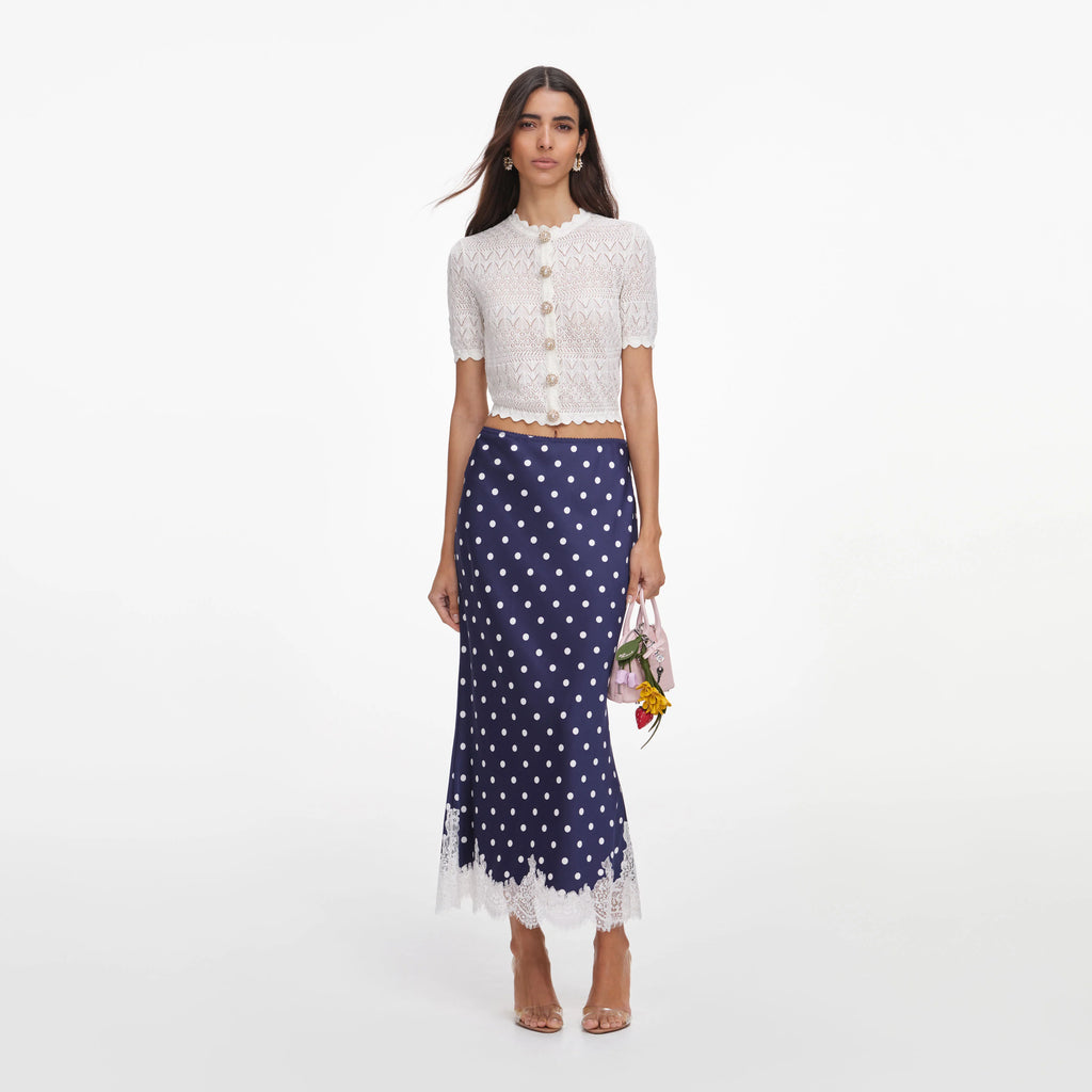 White Pointelle Knit Top