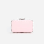 Pink Satin Crystal Clutch Bag