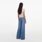 Light Blue Rhinestone Stripe Denim Jeans