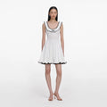 White Contrast Trim Knit Mini Dress
