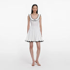 White Contrast Trim Knit Mini Dress