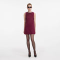 Burgundy Satin Cut Out Mini Dress