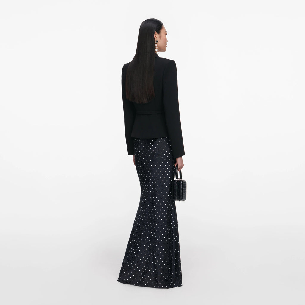 Black Crepe Polka Dot Maxi Dress