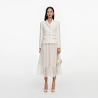 Cream Boucle Shawl Collared Midi Dress