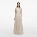 Champagne Metallic Chiffon Maxi Dress
