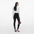 White Pointelle Diamante Cardigan