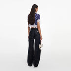 Navy Polka Dot Satin Top