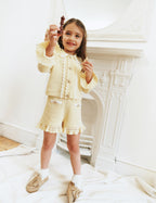 Yellow Pointelle Knit Shorts
