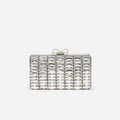Grey Satin Crystal Clutch Bag