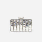Grey Satin Crystal Clutch Bag