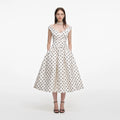 Cream Polka Dot Cotton Midi Dress