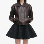 Brown Cropped Leather Jacket